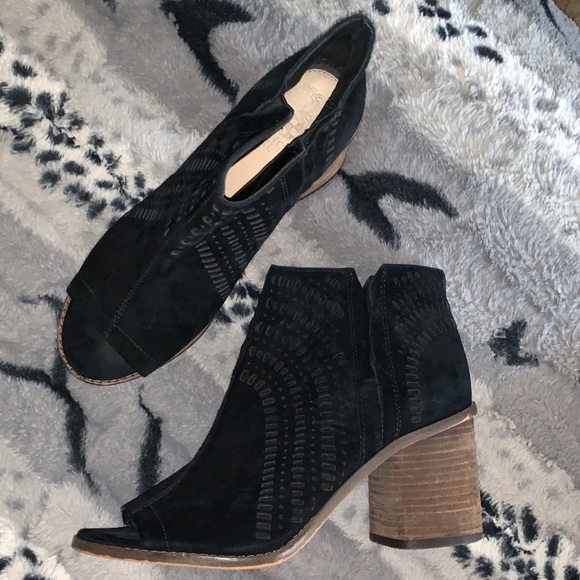 Vince Camuto Suede Open Toe Ankle Boots — 9 - Picture 3 of 13